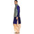 Inyour Men's Silk Royal Blue Kurta Gold Dhoti With Green Waistcoat Set-Tr-143-Pfg-44