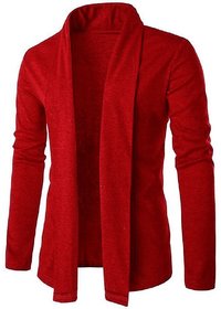 Pause Men Red Flap Collar Cardigan