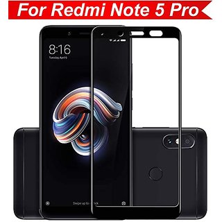                       For Redmi note 5 pro Full Screen Curved Edge -Edge Protection 9H Tempered Glass Screenguard black                                              