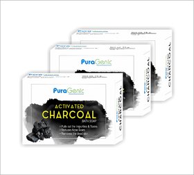 Puragenic Activated Charcoal Bath Soap, 75gm - Pack of 3
