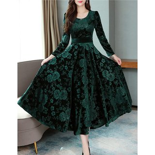 printed velvet dress