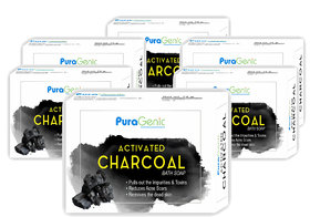 Puragenic Activated Charcoal Bath Soap, 75gm - Pack of 6