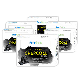 Puragenic Activated Charcoal Bath Soap, 75gm - Pack of 6
