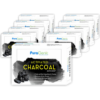 Puragenic Activated Charcoal Bath Soap, 75gm - Pack of 9