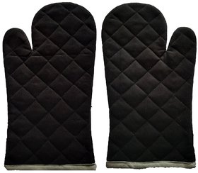 Shop By Room Black Color Oven Gloves - Set Of 2