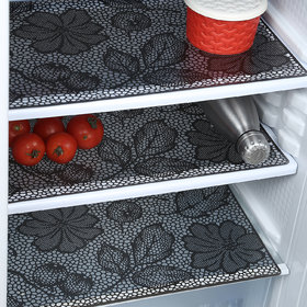 E-Retailer Waterproof Pvc Floral Design Fridge Mat/Drawer Mat Set (Size: 12X17 Inch, Set Content: Set Of 6)