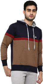 Gentino Men's Navy Brown Sweatshirt With Hood