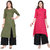 Saadhvi Green And Pink Slub Cotton Embellished Pack Of 2 Kurtas
