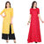 Saadhvi Yellow And Pink Slub Cotton And Rayon Embroidered Pack Of 2 Kurtas