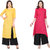 Saadhvi Yellow And Pink Slub Cotton Embellished Pack Of 2 Kurtas