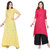 Saadhvi Yellow And Pink Rayon And Slub Cotton Embroidered Pack Of 2 Kurtas