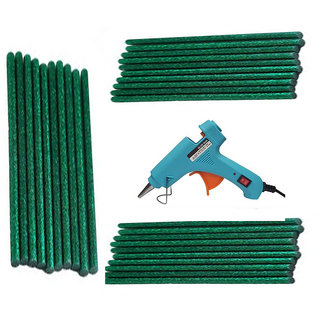                       Turquoise Glue Gun With 30 Green Glitter Stick (Leak Proof)                                              
