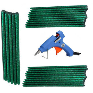                       Sky Blue Glue Gun With 25 Green Glitter Stick (Leak Proof)                                              