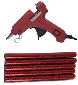 Red Glue Gun With 5 Red Glitter Stick (Leak Proof)