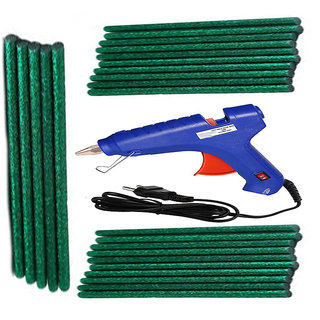                       Blue Glue Gun With 25 Green Glitter Stick                                              