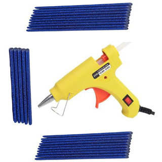                       Yellow Glue Gun With 25 Blue Glitter Stick (Leak Proof)                                              