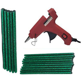                       Red Glue Gun With 15 Green Glitter Stick (Leak Proof)                                              