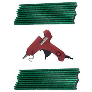                       Red Glue Gun With 20 Green Glitter Stick (Leak Proof)                                              