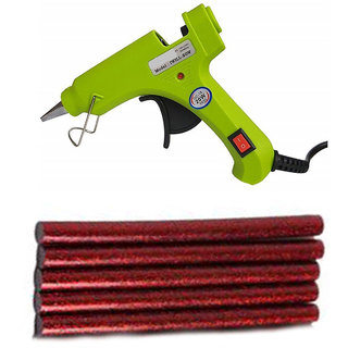                       Green Glue Gun With 5 Red Glitter Stick (Leak Proof)                                              