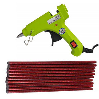                       Green Glue Gun With 10 Red Glitter Stick (Leak Proof)                                              