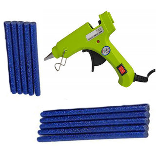                       Green Glue Gun With 10 Blue Glitter Stick (Leak Proof)                                              