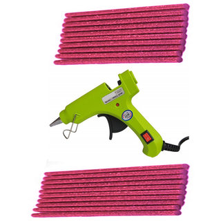                       Green Glue Gun With 20 Pink Glitter Stick (Leak Proof)                                              