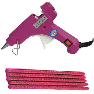                       Magenta Glue Gun With 5 Pink Glitter Stick (Leak Proof)                                              