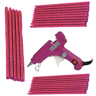                       Magenta Glue Gun With 25 Pink Glitter Stick (Leak Proof)                                              