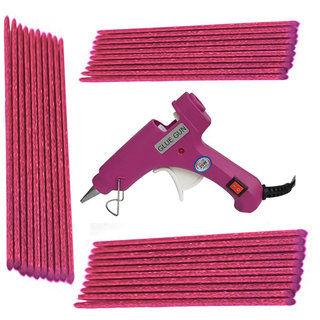                       Magenta Glue Gun With 30 Pink Glitter Stick (Leak Proof)                                              