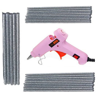                       Pink Glue Gun With 25 Silver Glitter Stick (Leak Proof)                                              