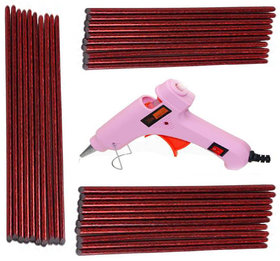 Pink Glue Gun With 30 Red Glitter Stick (Leak Proof)