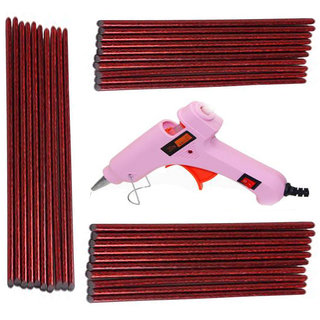 Pink Glue Gun With 30 Red Glitter Stick (Leak Proof)