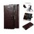 D G Kases Vintage Pu Leather Kickstand Wallet Flip Case Cover For Lava Z70 - Coffee Brown