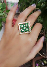 Abdesigns Green American Diamond Ring For Women
