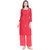 Zri Red Rayon Gold Printed Jacket Style Kurta With Tassels For Women