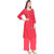 Zri Red Rayon Gold Printed Jacket Style Kurta With Tassels For Women