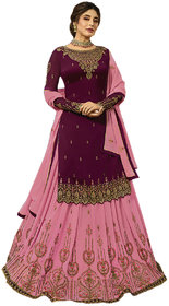 Krishna Tex Purple Georgette Embroidery Work Lehenga Style And Salwar Suit