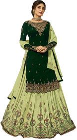 Krishna Tex Green Georgette Embroidery Work Lehenga Style And Salwar Suit