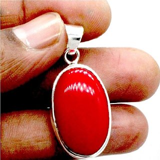                       Ceylonmine Red Munga Stone Pendant Natural & Lab Certified Gemstone Coral Locket 6.00 Ratti For Women & Girls                                              