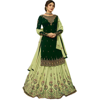 Krishna Tex Green Georgette Embroidery Work Lehenga Style And Salwar Suit