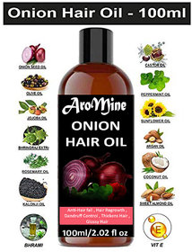 Aromine Pure And Organic Onion Hair Oil For Hair Growth Anti Dandruff And Hair Fall Control 100Ml