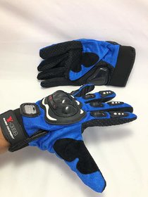 Mubco Pro Biker's Gloves Full Finger Gloves Size Medium Unisex (Blue Color)