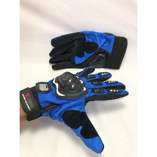 Mubco Pro Biker's Gloves Full Finger Gloves Size Medium Unisex (Blue Color)