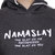DECHEN Women Full Sleeve Namaslay Hooded Dark Grey Sweatshirt
