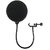 House Of Quirk Microphone Pop Filter Dual Layer Mic Shield With Clip Stabilizing Arm Home Studio Broadcasting (Black)
