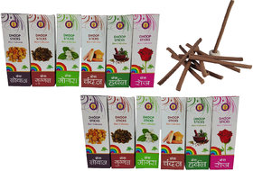 Uniqon Rare Collection(Pack Of 12) Multi Fragrance Scented Dry Dhoopbatti Incense Sticks Box (10 Sticks)