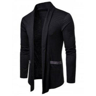 Buy Pause Black Cotton Blend Solid Shawl Collar Slim Fit Full