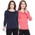 Haoser Navy Blue And Orange T Shirts For Women, Full Sleeves T Shirts For Women And Girls