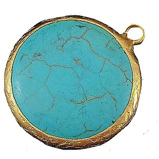                       Ceylonmine Turquoise Stone Pendant Natural Unheated Stone 6.25 Ratti Firoza Stone Pendant For Astrological Purpose                                              