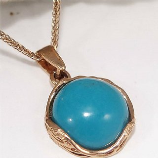                       Ceylonmine Firoza Pendant Original & Lab Certified Gemstone 7.25 Ratti Turquoise Stone Pendant For Women & Men                                              